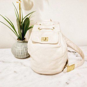 Vintage DKNY Ivory Leather Sling Backpack